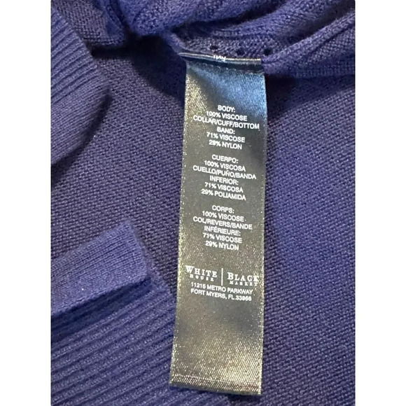 WHBM Women’s XS Navy Blue Open Weave Embellished V-Neck Sweater - Picture 8 of 8